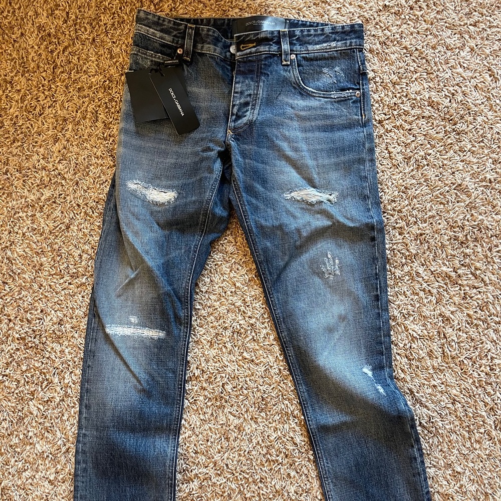Dolce & Gabbana blue washed destroyed jeans